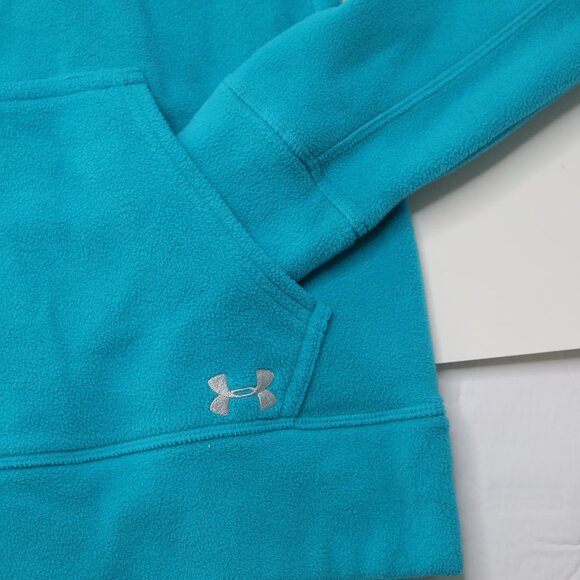 Under Armour 1/4 Zip Blue Fleece Pullover Top Outdoors Gorpcore Mock Neck Warm - Picture 8 of 11